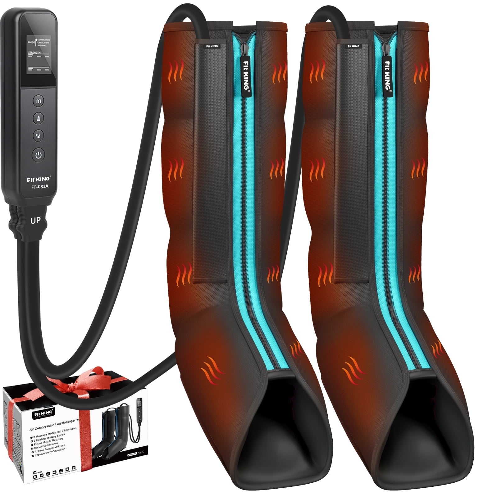 FIT KING Leg Compression Boots Massager with Heat, FITKING Massager for Foot and Calf Recovery , Upgraded Leg Massager for Blood Circulation FSA/HSA Eligible