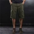 thumbnail image 5 of Men's Casual Mid Waist Cargo Shorts Solid Color Drawstring Loose Fit Polyester (Size 29-44), 5 of 5