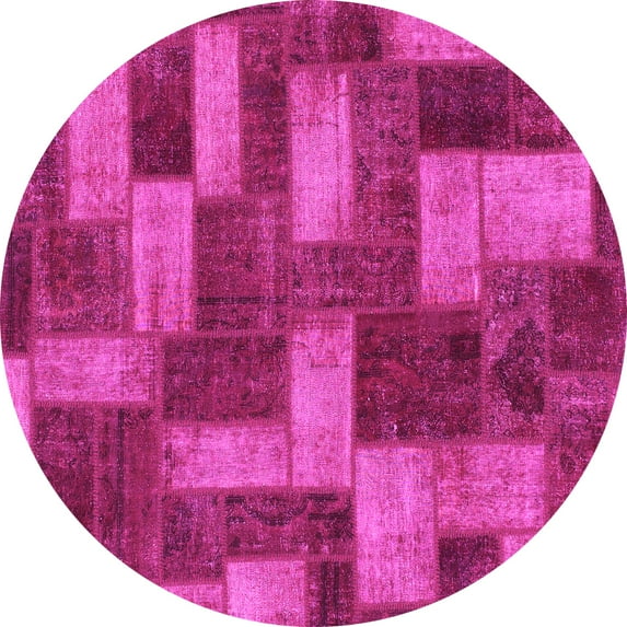 Ahgly Company Indoor Round Abstract Pink Modern Area Rugs, 5' Round