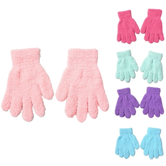 Lispipm Winter Gloves for Kids Warmth Wool Lined Gloves Solid Color Thermal Knitted Mittens for Boys and Girls Blue 8-16 Years