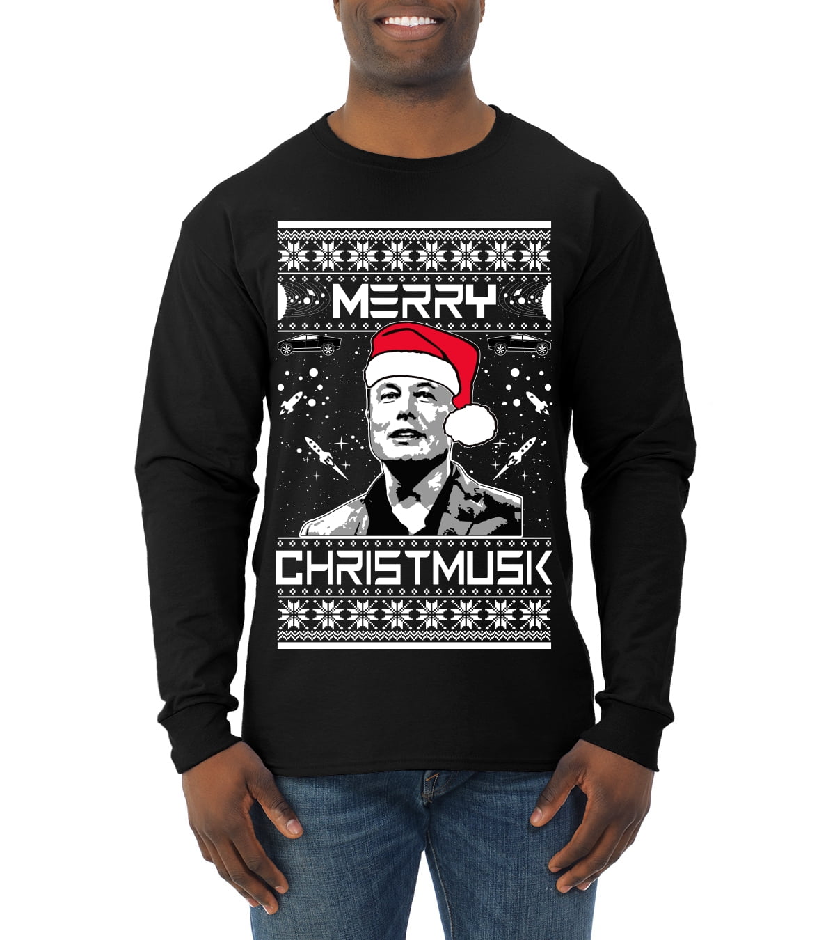 Wild Bobby, Merry Christmusk Funny Elon Musk Meme Ugly Christmas Sweater  Men Long Sleeve Shirt, Royal, Large - Walmart.com
