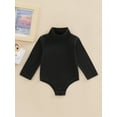 thumbnail image 2 of nvzhuang Infant Baby Spring Romper, Solid Color Long Sleeve Turtleneck High Stretch Jumpsuit for Boys Girls, 2 of 9