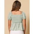 thumbnail image 3 of DARING DIVA Women's Puff Sleeve Floral Ruffle Peasant Blouses XL Light Green, 3 of 6