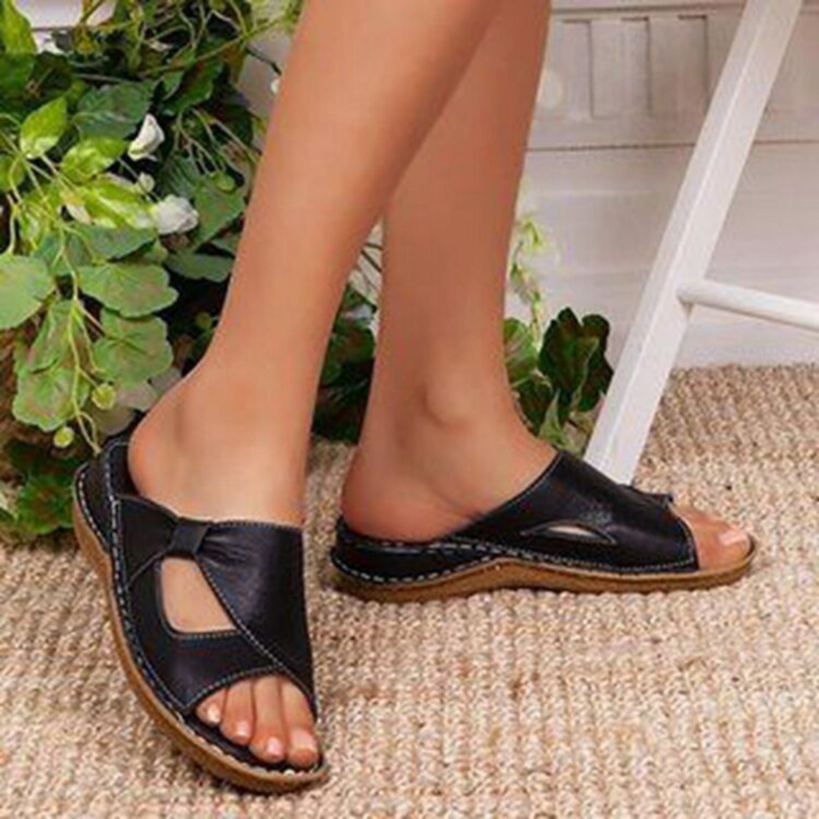 Women Summer Wedge Heel Platform Sandals Slippers Flip Flops,One-Word Sandals Slipper Open Toe Beach Shoes Flip-Flat Sandals Summer Sandals Shoes Elastic Sandals