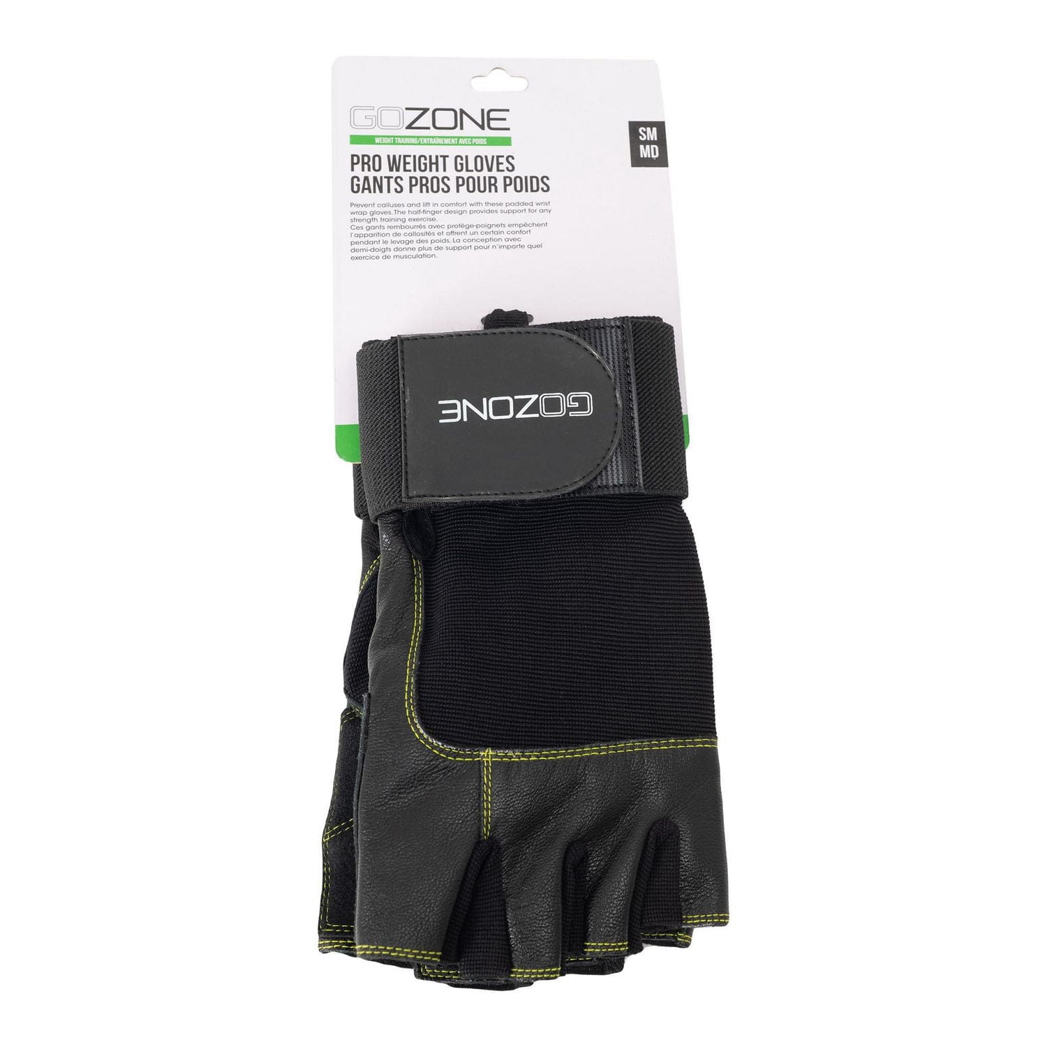 GoZone PRO Weight Gloves – Wrist Wrap Style – S/M – Black/Lime