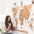 thumbnail image 4 of Enjoy The Wood 3D Wood World Map Wall Art Large Wood Wall Décor Housewarming Gift Idea Wood Wall Art World Travel Map for Home & Kitchen or Office (L, Light), 4 of 7
