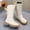 C_ Beige, variant on Mwjwdo Girls Mid Calf Boots Fashionable Princess Boots Bow Knot Long Barrel Leather Casual Style Soft Comfortable Little Kids Footwear Fall Winter Beige 34