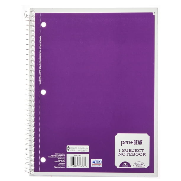 Pen Gear 1 Subject Notebook College Ruled 70 Sheets Purple Walmart Com Walmart Com Pen Gear 1 Subject Notebook College Ruled 70 Sheets Purple Walmart Com Walmart Com