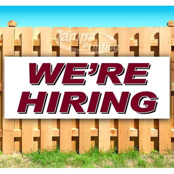We'Re Hiring 13 oz Vinyl Banner With Metal Grommets