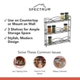 thumbnail image 3 of Spectrum Diversified Steel 3-Tier Countertop or Wall Mount Cabinet Spice Organizer Rack, Black, Classic Black, 3 of 6
