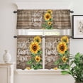 thumbnail image 2 of 3 Piece Kitchen Curtains and Valances Set Sunflower Brown Cafe Curtains 36 Inch Length Farmhouse Bee Country Wooden Grain Valance & Tier Curtain for Living Room Bedroom Small Window 54"x18"+27"x36"*2, 2 of 6