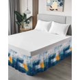 thumbnail image 4 of Blue Yellow Bed Skirt Queen Size 16" Drop Abstract Oil Painting Ruffled Wrap Around Bed Skirts Adjustable Elastic Bedskirt Dust Ruffle for Queen Size Bed, 4 of 7