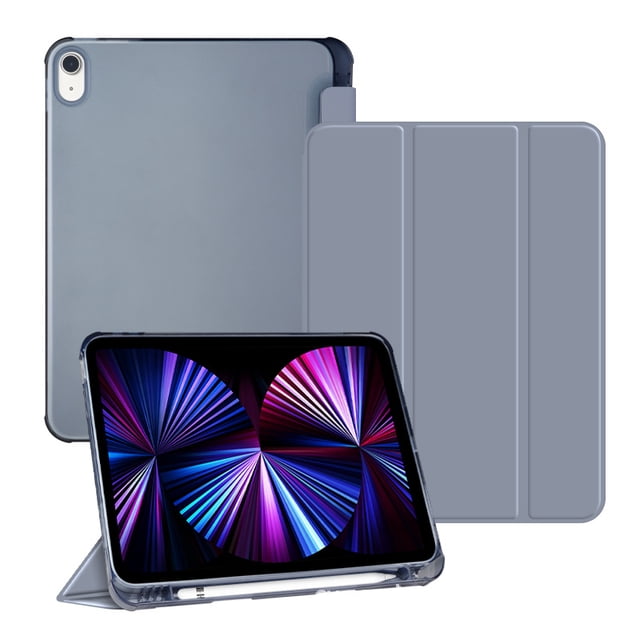Adecuado para iPad, funda protectora con ranura para bolígrafo, funda de cuero con atracción magnética, funda blanda de TPU de tres pliegues