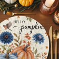 thumbnail image 3 of Hello Pumpkin Round Braided Placemats Set of 4, Thanksgiving Fall Orange Blue Pumpkin Bird Floral Heat Insulation Place Mats Washable Non-Slip Table Mats for Kitchen Dining Party, 15 Inches, 3 of 8