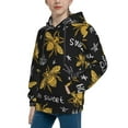 thumbnail image 2 of Kll Unisex Kids Boys Girls Hooded Pocket Pullover Hoodies-Hohey Bee Golden Embroidery, 2 of 9