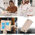 thumbnail image 7 of Crossbody Wallet Case for iPhone 7 / iPhone 8 / iPhone SE 2022 & 2020 RFID Blocking Card Slots, PU Leather Magnetic Snap Wristband Strap Zipper Pocket Phone Case with Stand Secure Ring Buckle, White, 7 of 7