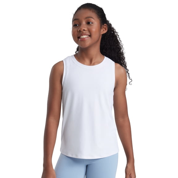CRZ YOGA Girls Cloudweight Athletic Tank Tops Hip Length Active Dance Casual Sleeveless Kids