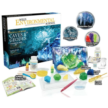 UPC: 9313920043387 | WILD ENVIRONMENTAL SCIENCE Crystal Growing Caves and Geodes – Science Kit for Ages 8+ – Grow Stalagmites  Columns and More – Includes Display Case