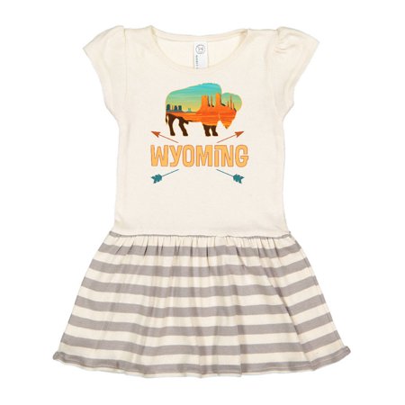 

Inktastic Wyoming Vacation Buffalo Silhouette Gift Toddler Girl Dress