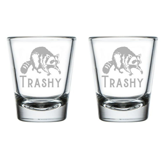 Set of 2 Shot Glasses 1.75oz Shot Glass Gift Trashy Raccoon