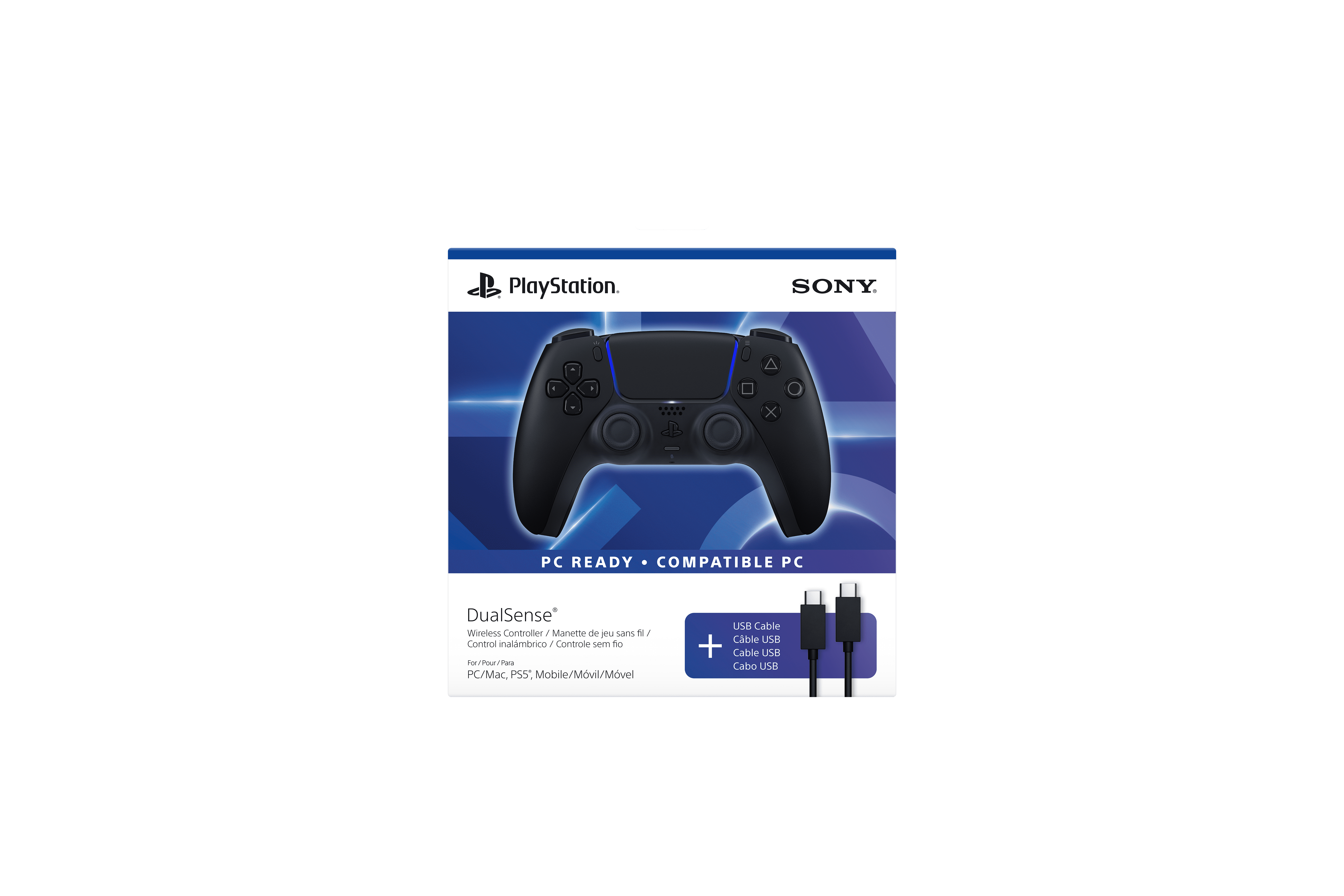DualSense Wireless Controller – Midnight Black + USB Cable, PC