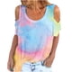 thumbnail image 1 of Top informal suelto con hombros descubiertos y cuello redondo con estampado de manga corta para mujer a la moda Pompotops hkajfhjk463988, 1 of 5
