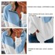 thumbnail image 5 of Jersey de mujer con cuello en V, solapa, diseño de cremallera, color de contraste, manga larga para invierno, otoño, azul claro M, 5 of 6