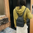 thumbnail image 6 of FunnyBeans Women Solid Color Backpack Preppy Style School Nylon Mini Rucksack (Black), 6 of 9