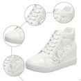 thumbnail image 5 of Rokment Crochet Mesh High Top Fashion Sneakers for Women with Hidden Wedges Trendy Lace Breathable Platform Tennis Walking Shoes White Size 6, 5 of 7