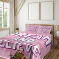 thumbnail image 3 of Ambesonne Pink White Fitted & Top Sheet Set with Shams, Phrases, Pink White, 3 of 8