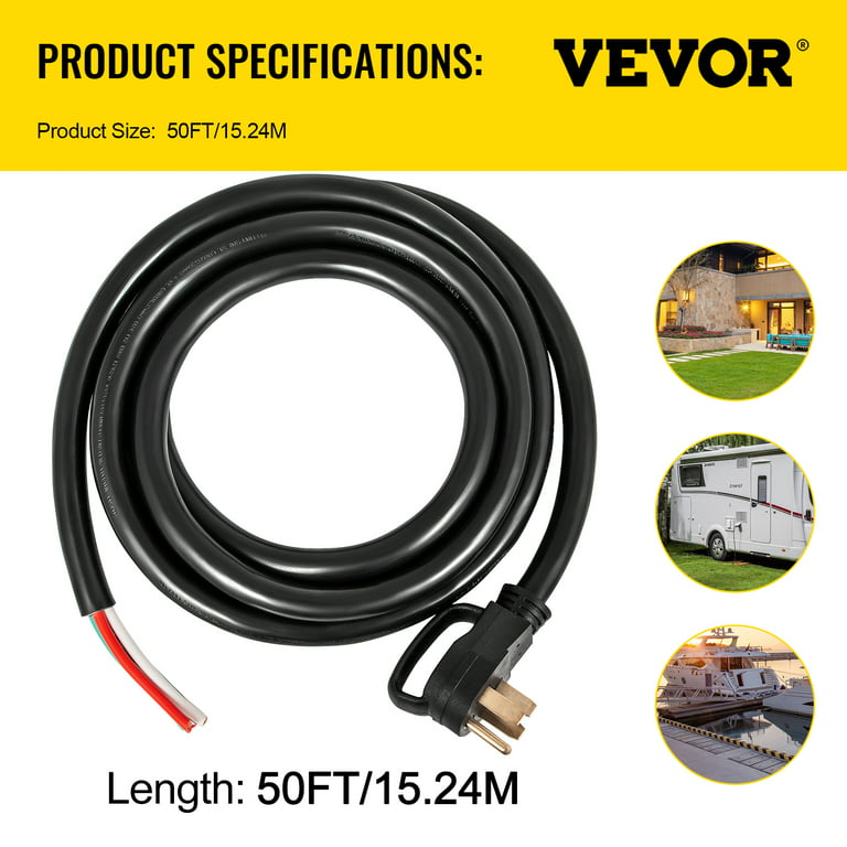 VEVOR 50 ft. 50 Amp RV Extension Cord Premium Power Cord RV Wire