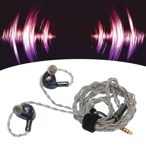 HiFi Wired Earbuds, 7 To 40KHz Dual Cavity Dynamic Driver Blue Wired Monitor Earbuds Bass Mode  for Listening To Music
