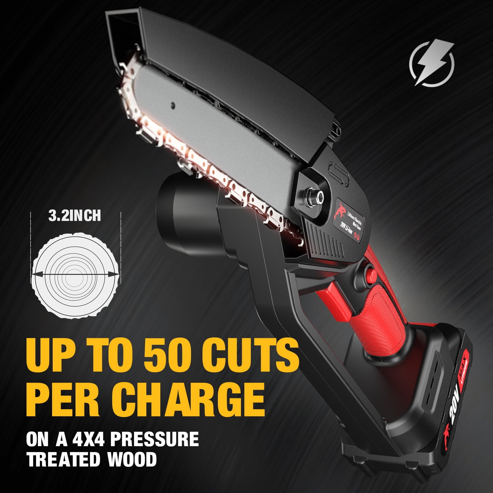 Mini Chainsaw 6-inch Cordless Battery Powered Mini Chain Saw with 2 Battery for Wood Cutting Tree Trimming