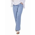 thumbnail image 6 of Women'S Cotton Linen Drawstring High Waisted Pants Casual Loose Fit Wide Leg Trousers Light Blue L, 6 of 7