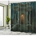 thumbnail image 5 of Ambesonne Gothic Shower Curtain, Roman Pavilion Mystic, 69"Wx84"L, Petrol Blue and Orange, 5 of 5