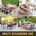 thumbnail image 5 of Red Pink Valentine's Day Table Cloths for 6 Foot Rectangle Tables, Love Heart Eucalyptus Leaves Retro Patio Waterproof Elastic Fitted Tablecloths, Washable Rectangular Table Cover for Camping, 5 of 8