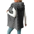thumbnail image 4 of Women's Sleeveless Plush Vest, Mid Length Hooded Jacket with Zip Front, Soft Pile Fleece Outerwear, Embossed Pattern Casual Coat, Cozy Fall Winter Seasonal Layer Grey L, 4 of 8