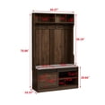 thumbnail image 2 of Entryway Hall Tree, Mudroom Bench with Shoe Storage, Hooks and 2 Drawers, Multiple Functions Coat Rack for Entrance, Living Room, Bedroom, Dark Brown, 2 of 9