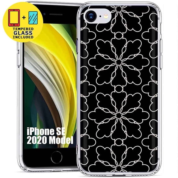 TalkingCase Slim Phone Case Compatible for Apple iPhone SE 2022/SE2020/iPhone 8/iPhone 7, Flower Back Print, Glass Screen Protector Included, USA