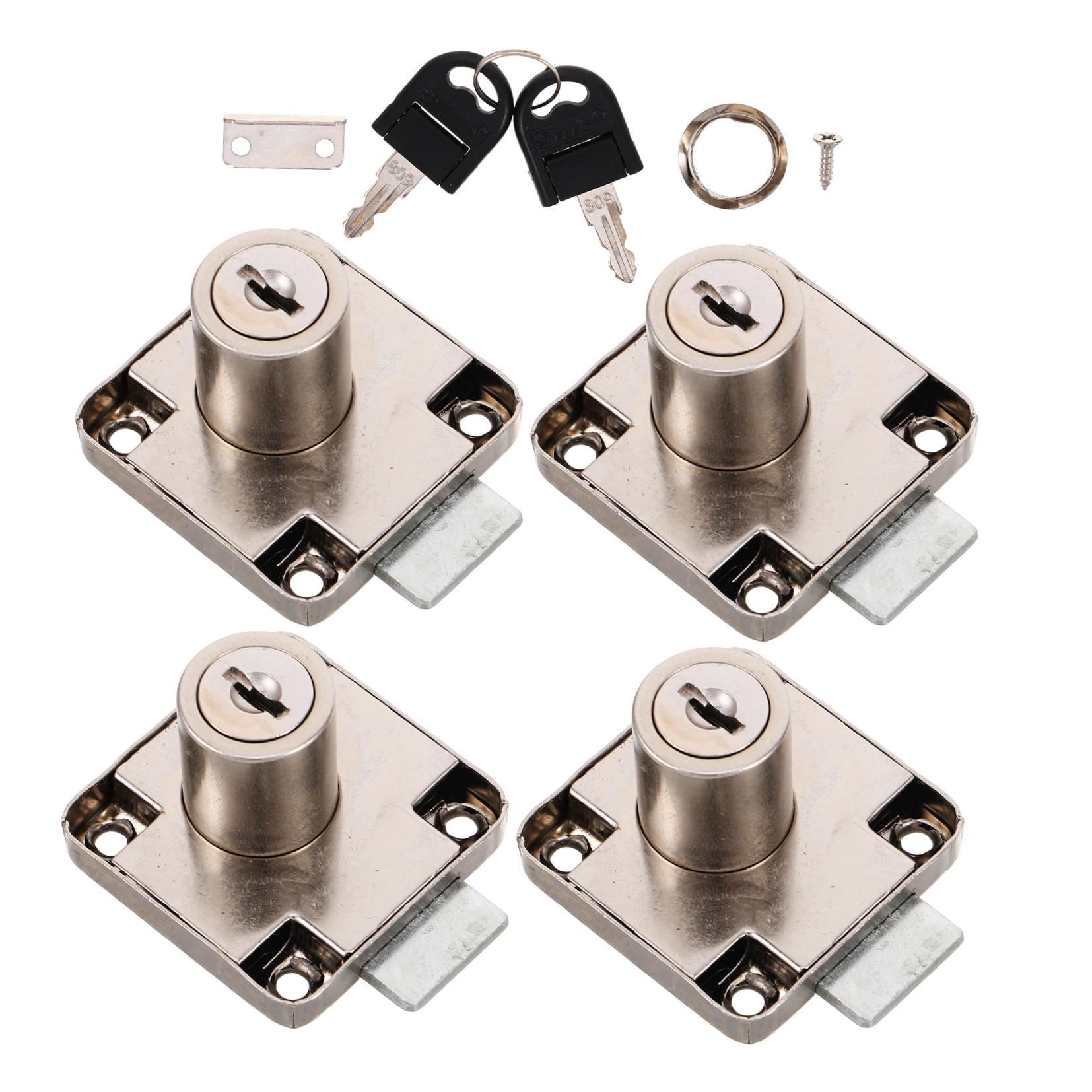 SWETRACE 4 Sets Cabinet Door Lock Zinc Alloy Silver Simple Design For Office Furniture And Home Use