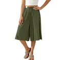 thumbnail image 4 of cocolona Womens Casual Loose High Waist Linen Pants Elastic Waist Straight Wide Leg Cropped Lounge Pants with Pockets, 4 of 5