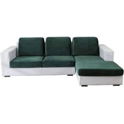 Velvet Couch Cover, Stretch Sofa Cover Slipcover Soft Thick Sofa Protector for L-Shape Sectional Couch,1 2 3 4 Seater for Dogs Couch Protector (Color : Green, Size : Backrest)