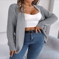 thumbnail image 3 of Womens Open Front Knit Cardigan Long Sleeve Solid Color Pocket Sweater Loose Fall Tops S, 3 of 7