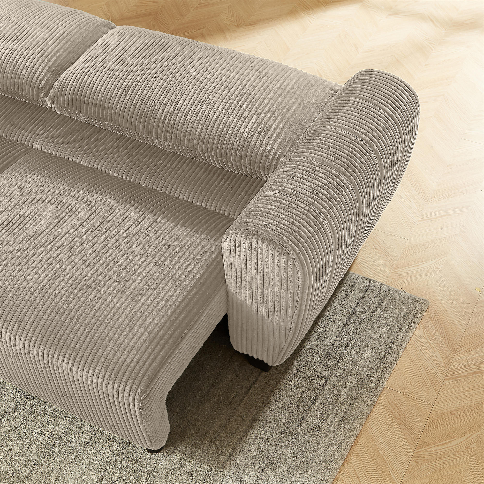 Aukfa 92" Oversized Storage Futon Convertible Sleeper Sofa, Corduroy, 2 Pillows, Light Brown