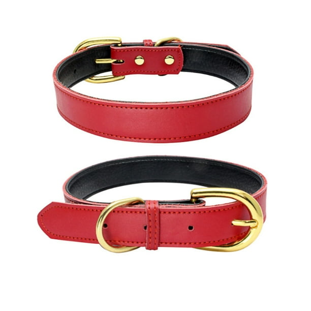 Collar básico clásico de cuero acolchado para mascotas, adecuado para perros de tamaño pequeño y mediano.