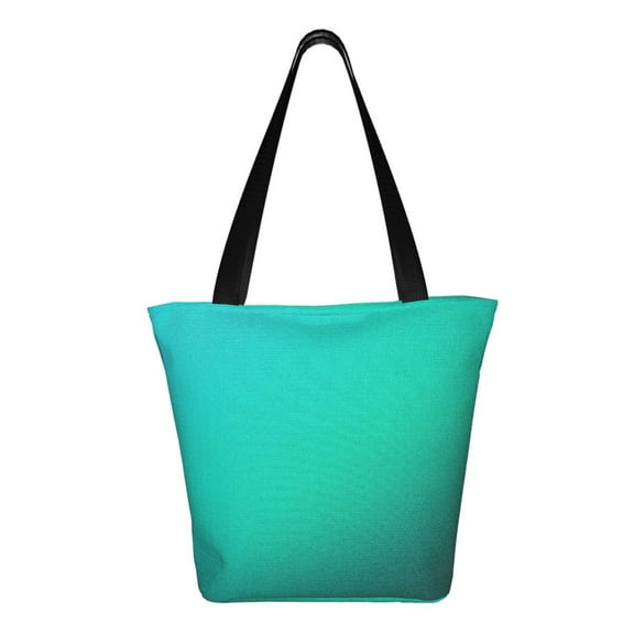 Uemuo Turquoise Light Blue Print Tote Bags for Women,Large Capacity Corduroy Bag,Reusable Grocery Shoulder Bag,Beach Tote with Zipper Closure, Daily Essentials