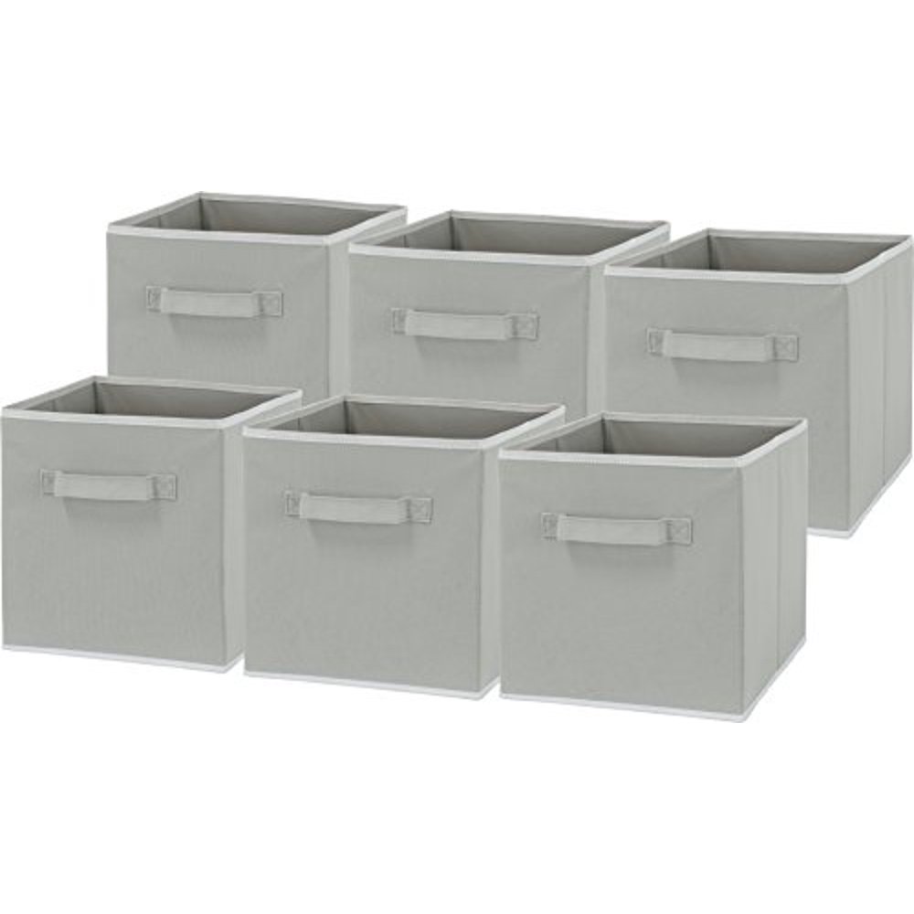 6 Pack SimpleHouseware Foldable Cube Storage Bin, Grey