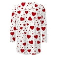 thumbnail image 6 of Mifsaly 3/4 Sleeve Valentines Shirt Women Bow Print Crewneck Blouse Heart Graphic Pullover Tops Girlfriend Gifts Loose T-Shirts Fashion Spring Summer Outfits XXXXXL, 6 of 7