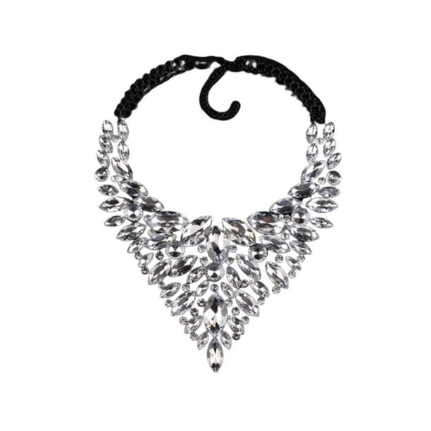 Guardurnaity Gargantilla de diamantes de imitación para mujer, collar de moda para fiesta, aniversario, boda, compromiso, escuela, compras, citas, Ropa, zapatos y accesorios Miscelánea Blanco