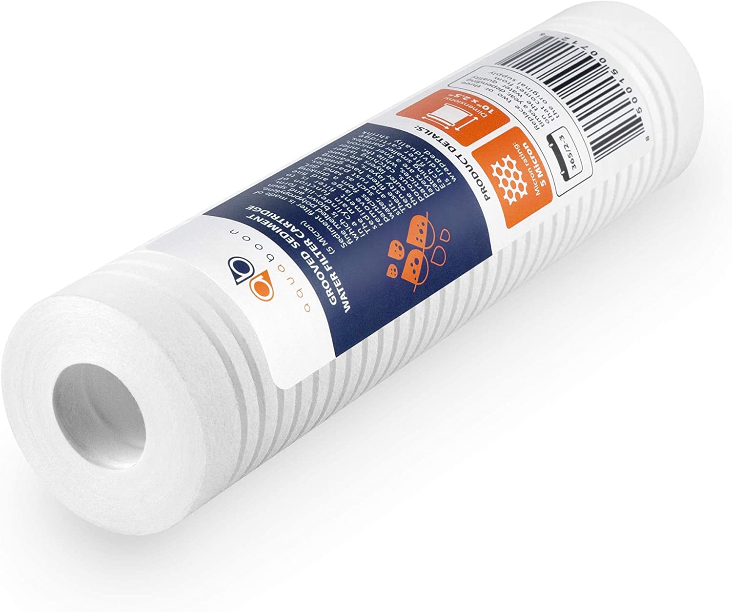 Aquaboon 5 Micron 10" x 2.5" Grooved Sediment Water Filter Replacement Cartridge for Any 10 inch RO Unit | Whole House Sediment Filtration | Compatible with P5, AP110, WFPFC5002, CFS110, RS14, 50-Pack